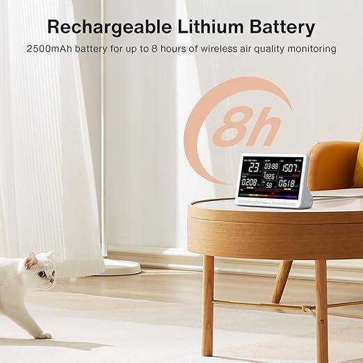 16 in 1 Air Quality Monitor Indoor 7" Display 9 AQI+7 AQI Alerts, CO2 Monitor - Image 9