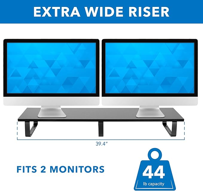 Mount-It! 39" Extra Long Dual Monitor Stand Riser – Ergonomic Desk Organizer - Image 9