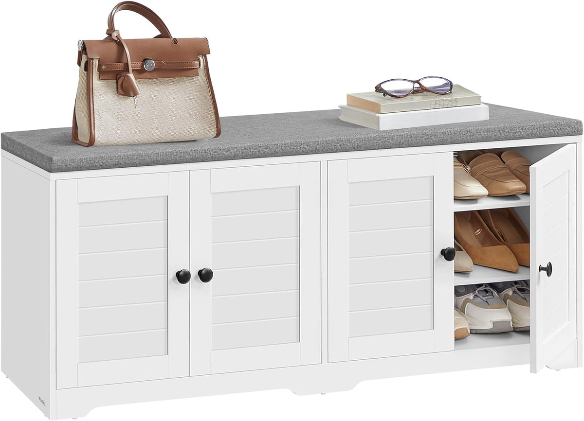 vasagle 3-tier shoe storage bench with cushion, 14, main product view