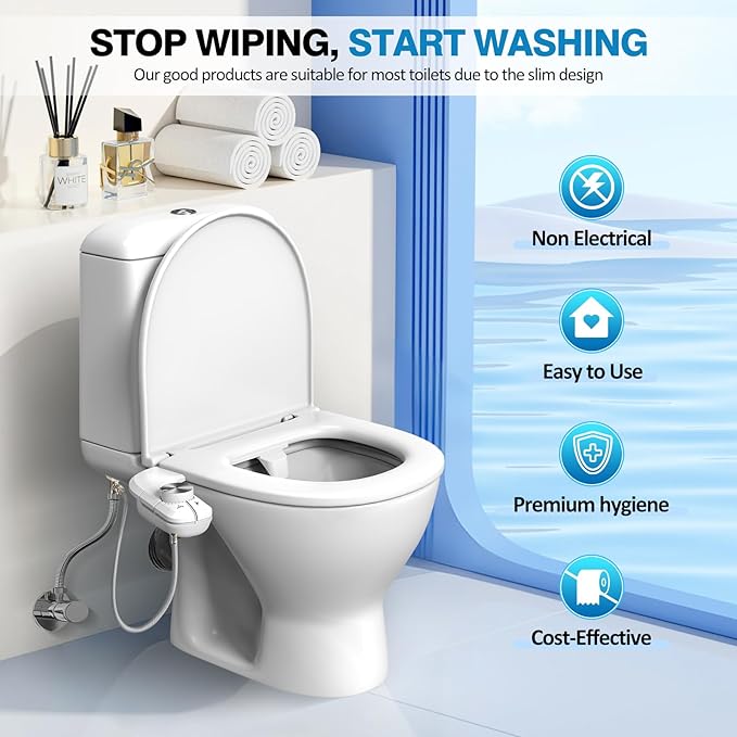 Non-Electric Bidet Attachment for Toilet, Ultra Slim Self-Cleaning Retractable - Image 7