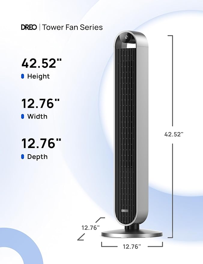 DREO Tower Fan for Bedroom, 42 Inch 120° Oscillating Fan, 25dB Quiet DC Motor - Image 8