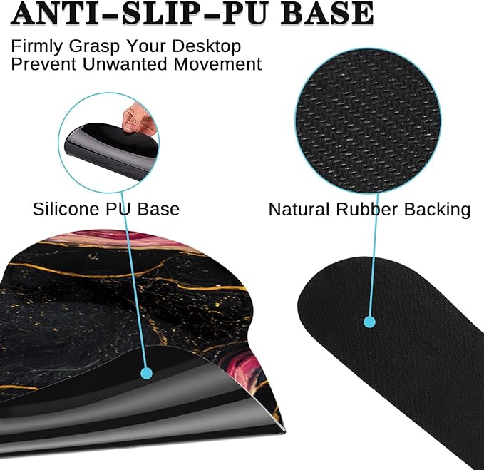 Britimes Pink Black Gold Marble Keyboard Mouse Pad Set 4in1 Large - Image 8
