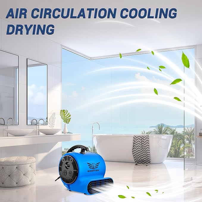 BSMTEK Air Mover Blower Fan, Industrial 1/3HP 1200CFM Monster Floor Blower - Image 9