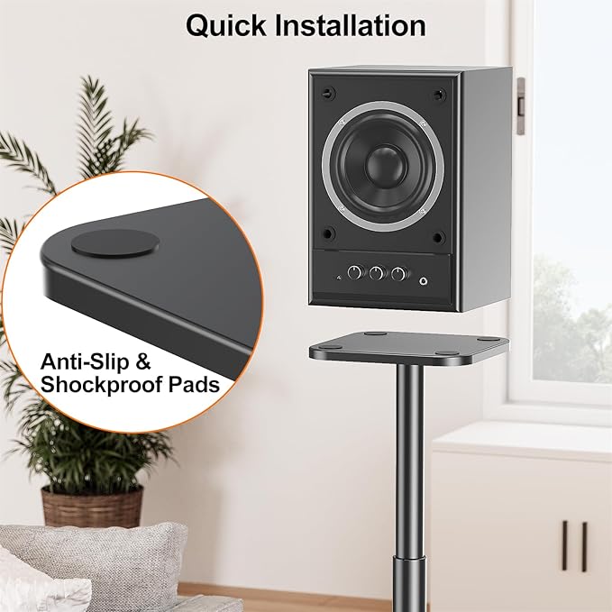 ELIVED Universal Speaker Stands Height Adjustable 28"-37.4", Bookshelf Speaker - Image 8