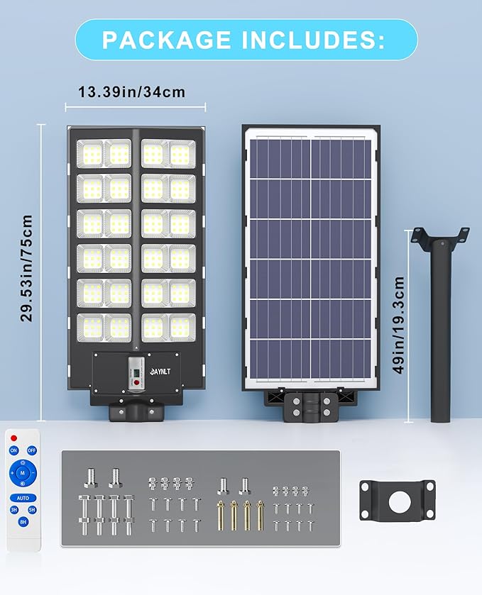 JAYNLT Y-9800W Solar Street Lights Outdoor, 6500K Commercial Parking Lot Lights - Image 8