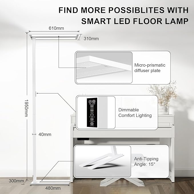 STERREN 76'' Motion Sensor Floor Lamp, 105W Modern LED Floor Lamp, Smart - Image 7