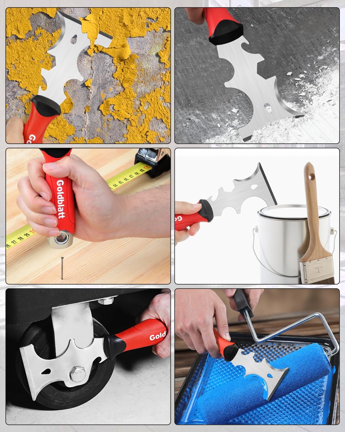 Goldblatt Drywall Hand Tool Kit | 14 in 1, 6 Pieces Stainless Steel Joint Knife, Taping Knives, Paniter Scraper, Mud Pan