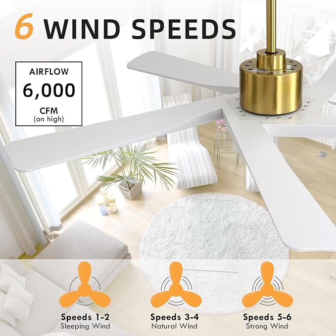 WINGBO 54" ABS DC Ceiling Fan No Light, 5 Blade ABS Plastic Ceiling Fan - Image 8