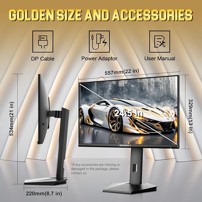 SANSUI 24.5 Inch QHD Gaming Monitor 300Hz, 1ms Fast IPS Computer Monitor - Image 9