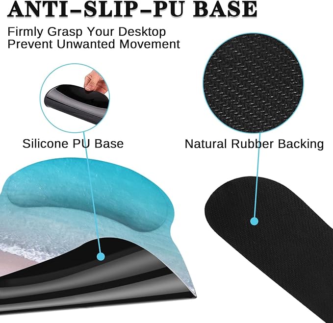 Britimes Blue Turquoise Ocean Keyboard Mouse Pad Set Beach Summer 4in1 Large - Image 8