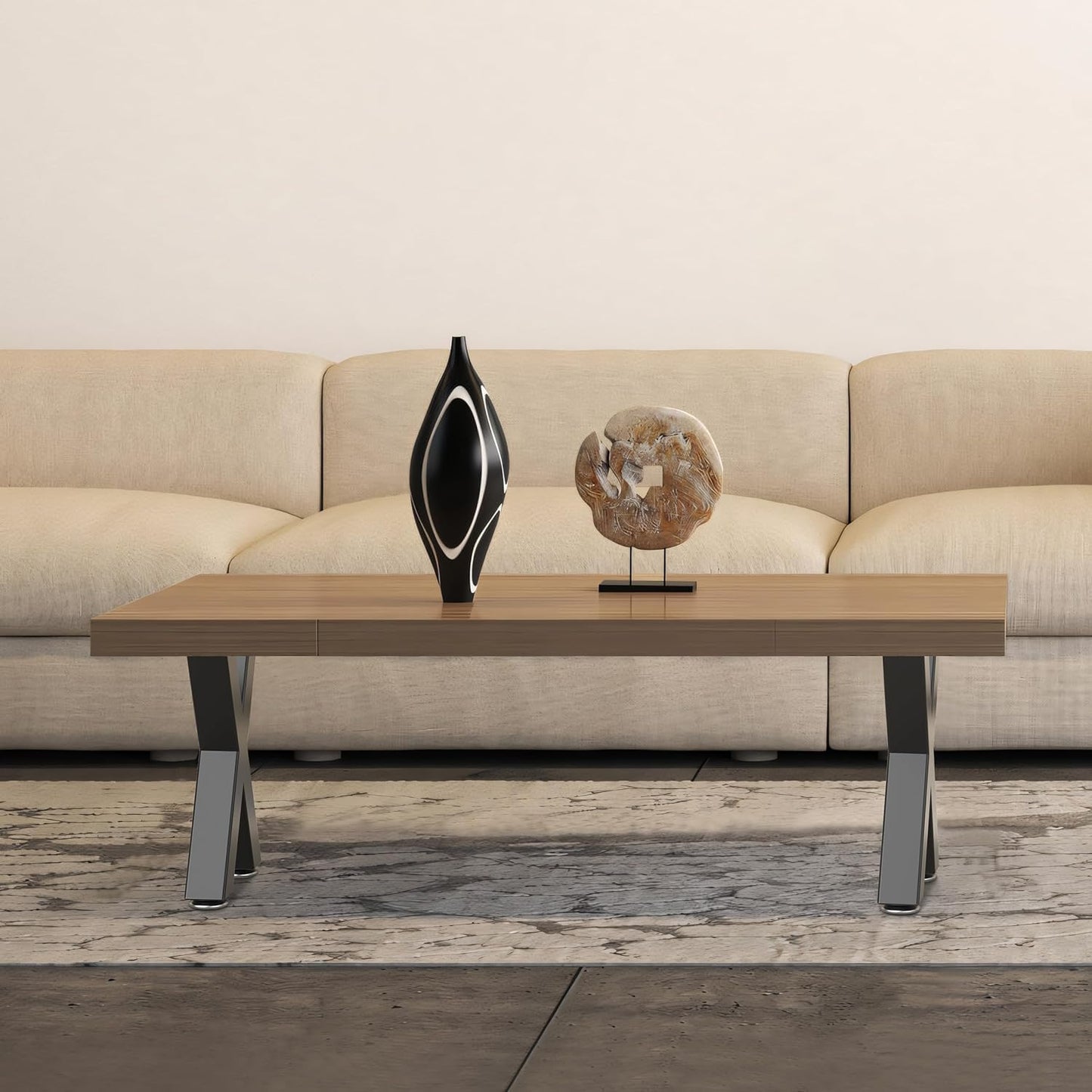 28" Metal Coffee Table Legs, Sturdy Black Bench Legs, Suitable for DIY Furniture Legs, Dining Tables, End Table, Chair, Desks, and Benches - 71 cm H x 45 cm W, Set of 2 (28" X-Type)