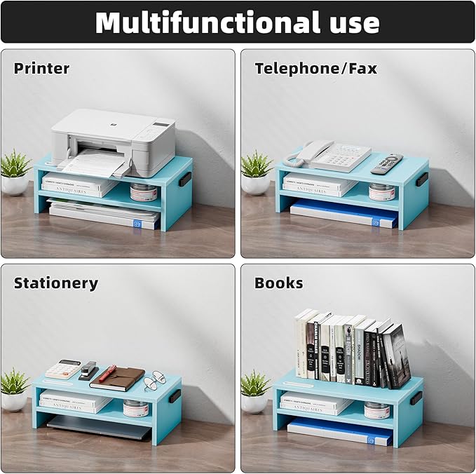 Marbrasse Monitor Stand Riser, 16.5 Inch 2 Tier Computer Printer Shelf Stand - Image 7