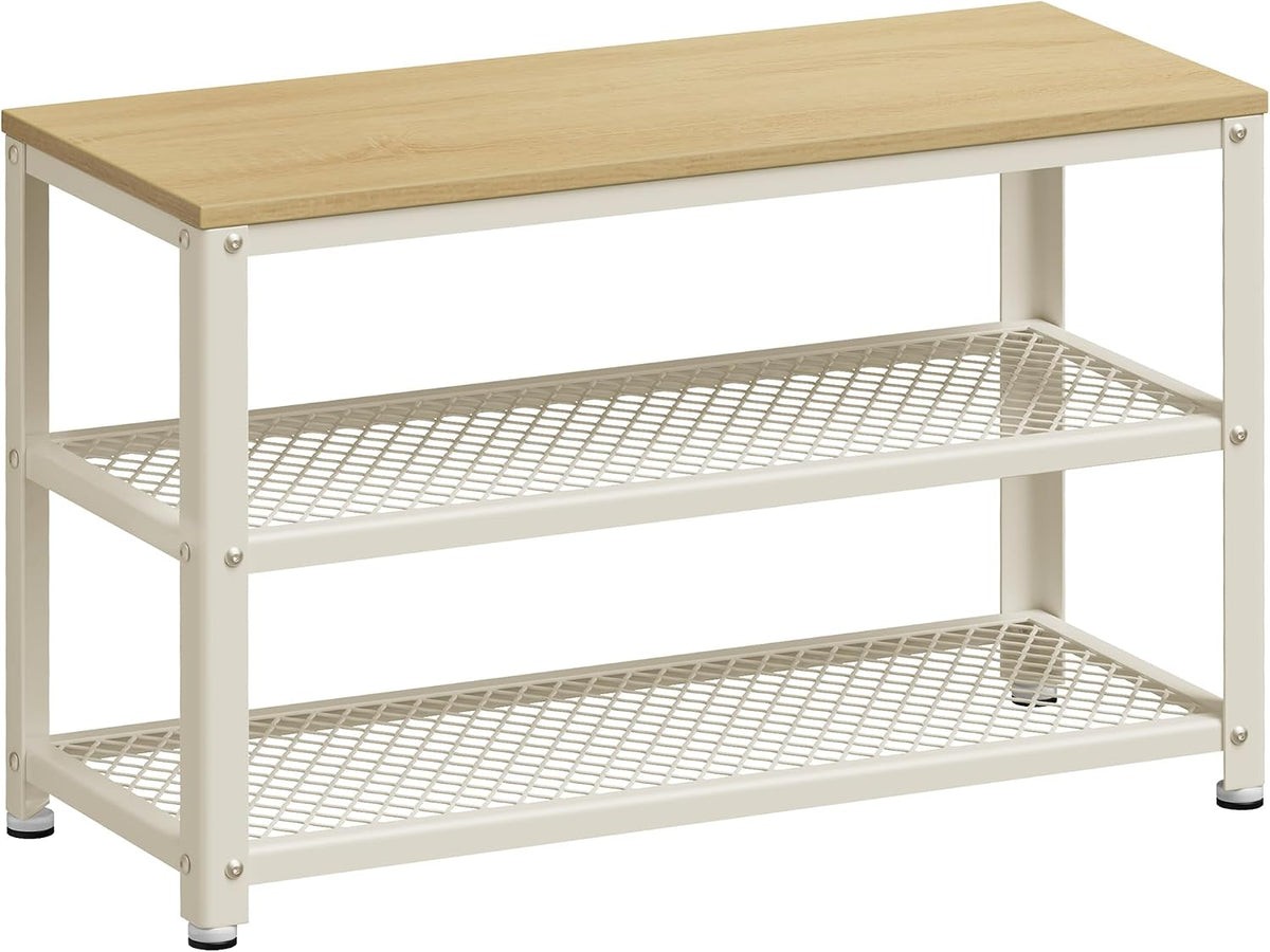 vasagle 3-tier shoe rack, storage bench with metal, main product view