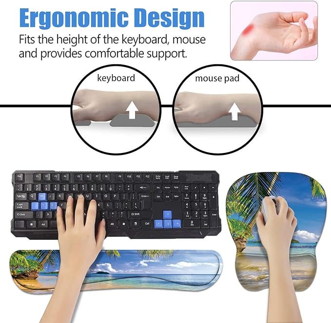 Ergonomic Mouse Pad Wrist Support and Keyboard Wrist Rest Set - Image 7