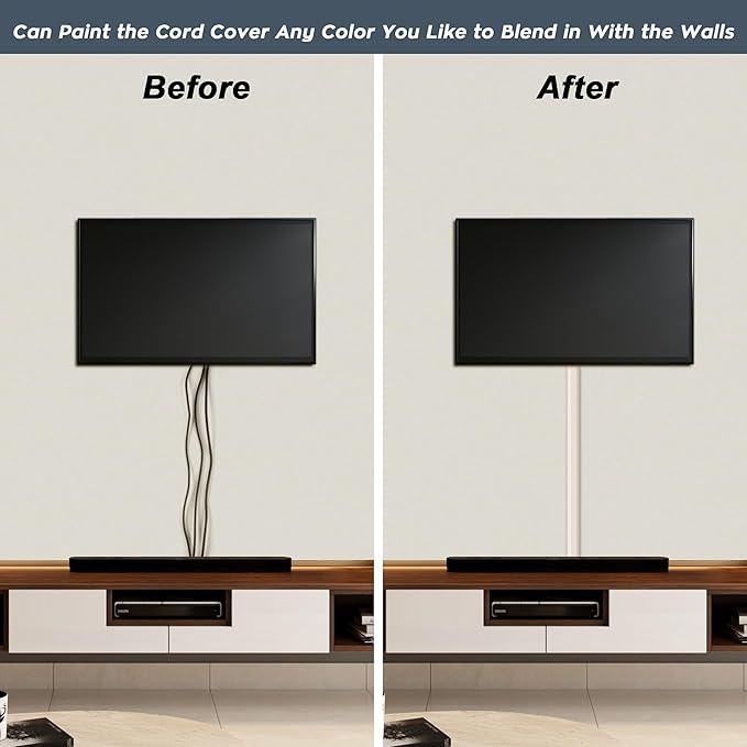 YCLYC 62.8in Cable Cover Wall, Paintable Cord Cover Wall Kit, Cord Hiders - Image 6