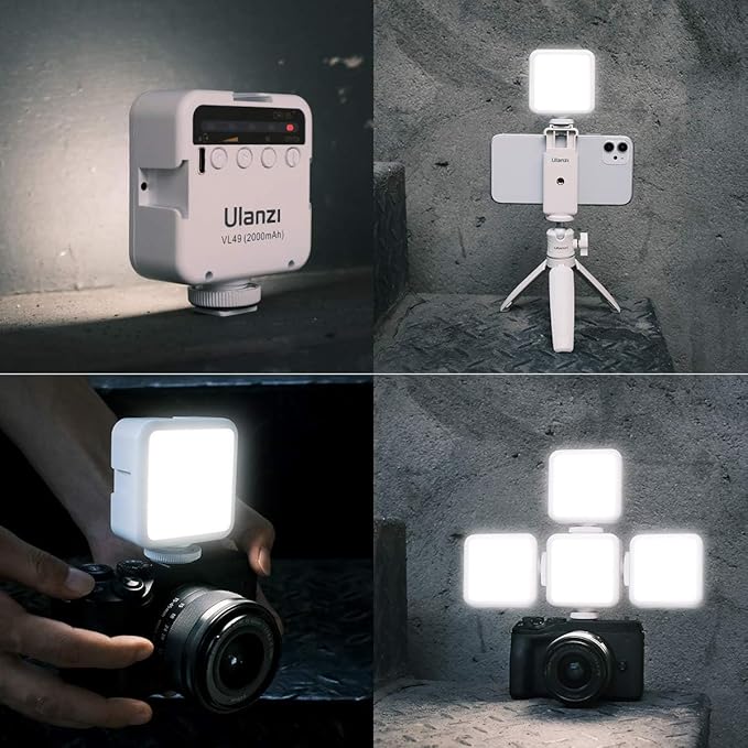 ULANZI VL49 2000mAh LED Video Light w 3 Cold Shoe, Rechargeable Soft Light Panel - Image 5