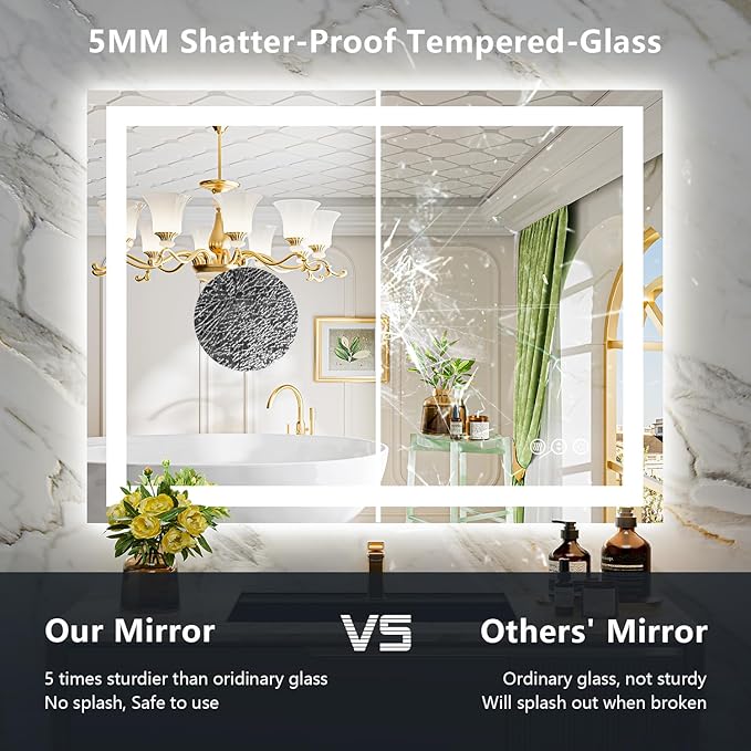 YEELAIT 50x36 Inch LED Bathroom Mirror - Image 6