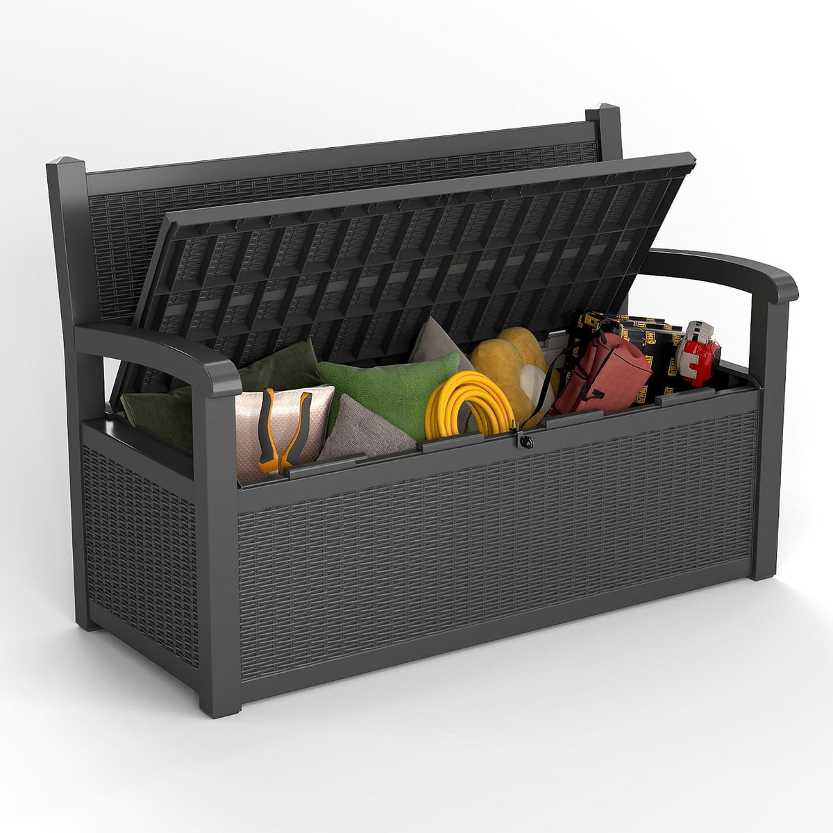 easyup 80 gallon outdoor storage bench lockable deck, main product view