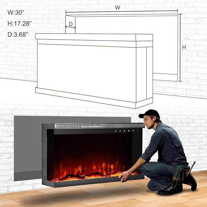 Charavector 30 inch 3-Sided Electric Fireplace Inserts - Image 7