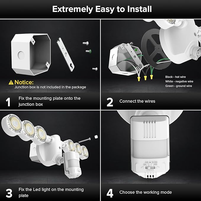 SANSI 55W Motion Sensor Outdoor Lights 7000LM Super Bright LED Security Lights - Image 8