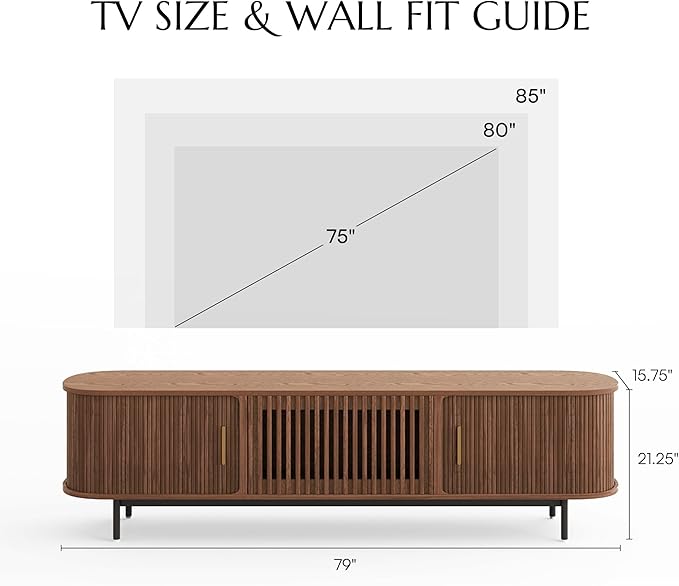POVISON Fully-Assembled Mid Century Modern TV Stand - Image 8