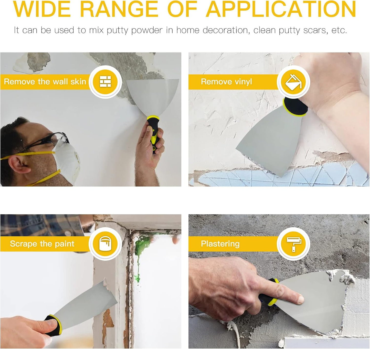 Putty Knife Scrapers, 1.5 Inch Spackle Knife, Metal Scraper Tool for Drywall Finishing, Plaster Scraping, Decals, and Wallpaper