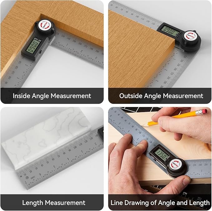 GemRed 82305 Digital Angle Finder GemRed Protractor Stainless steel 7inch 200mm - Image 10