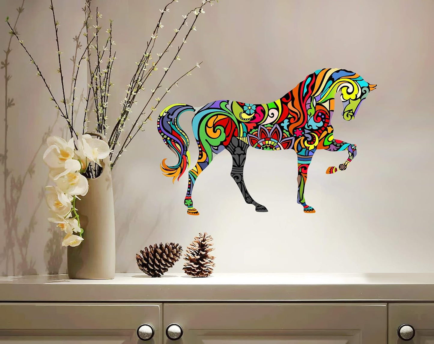 GSS Designs Horse Wall Decor Stencil - Mandala Horse Stencil (12x16 Inch) Laser Cut Painting Stencil - Floor Wall Tile Fabric Wood Stencils -Reusable Template for Wall Decals Transfer(SL-022)