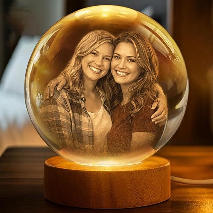 Herihues Personalized 3D Photo Crystal Ball, Custom Engraved Picture Lamp - Image 7
