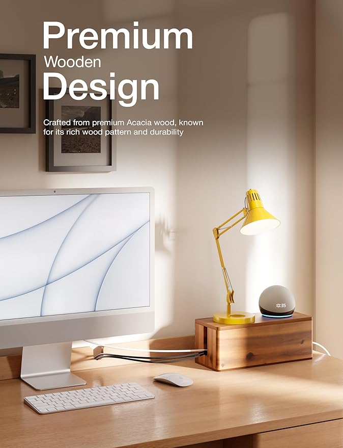 TIDITA Acacia Wood Cable Management Box Round Edge - Image 7