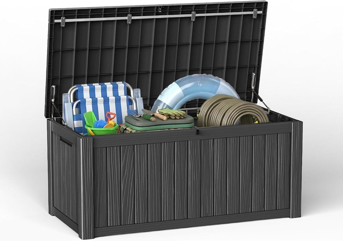 103 gallon outdoor storage box, basic black, main product view