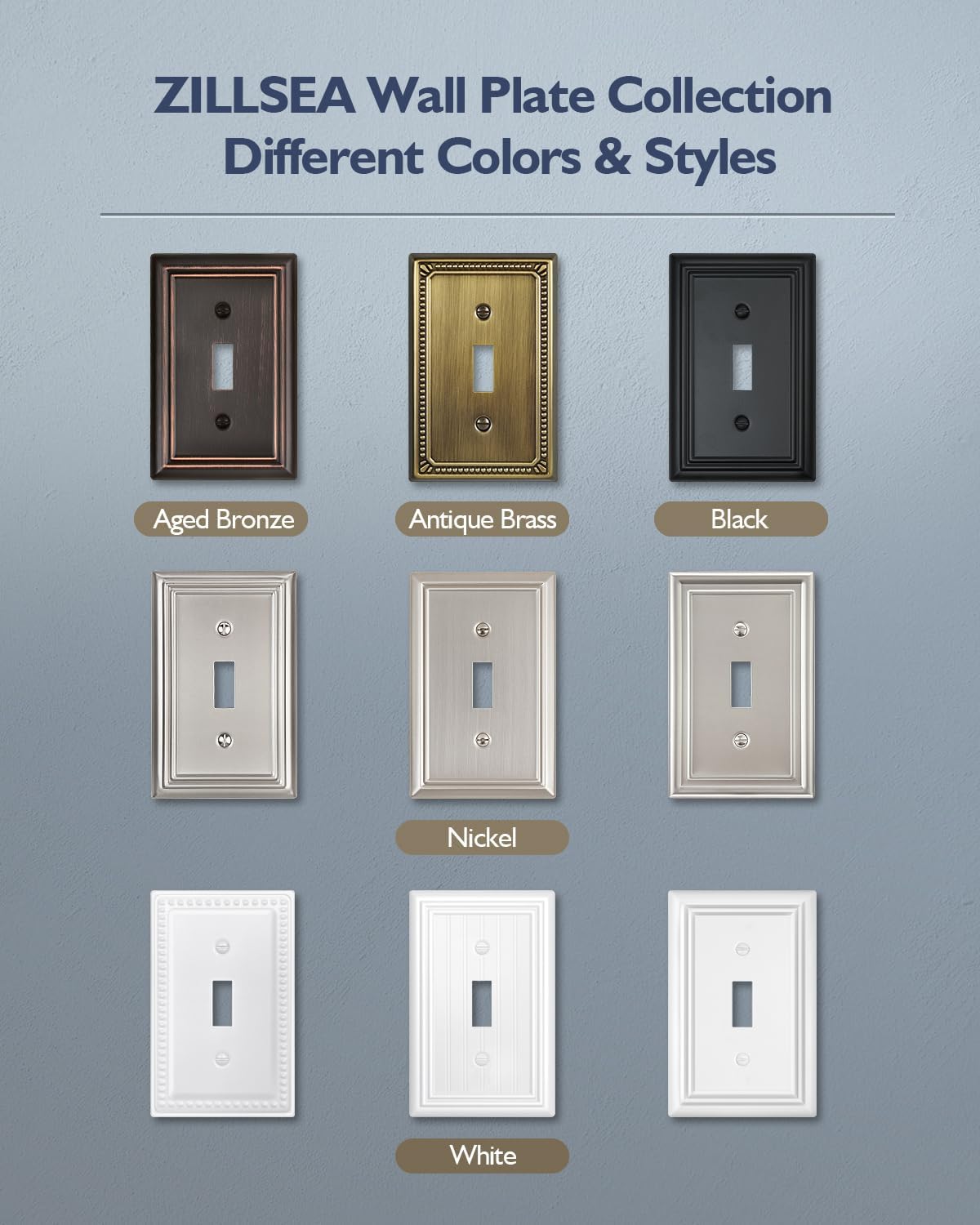 Switch Plates Outlet Covers, 2-Pack Metal Wall Plates, Aged Bronze | Midsize Triple Light Switch Cover Plate for Toggle Switch, Rotary Dimmer Switches, Ideal for Kitchen Bedroom Bathroom Nursery