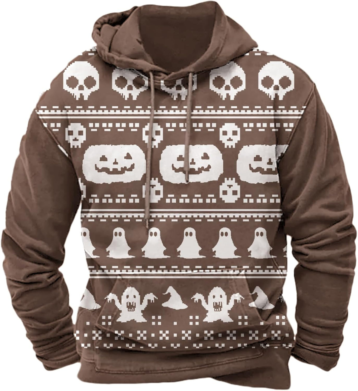 Halloween Hoodie Men Graphic Pumpkin Ghost Printed Sweatshirt Casual Trendy