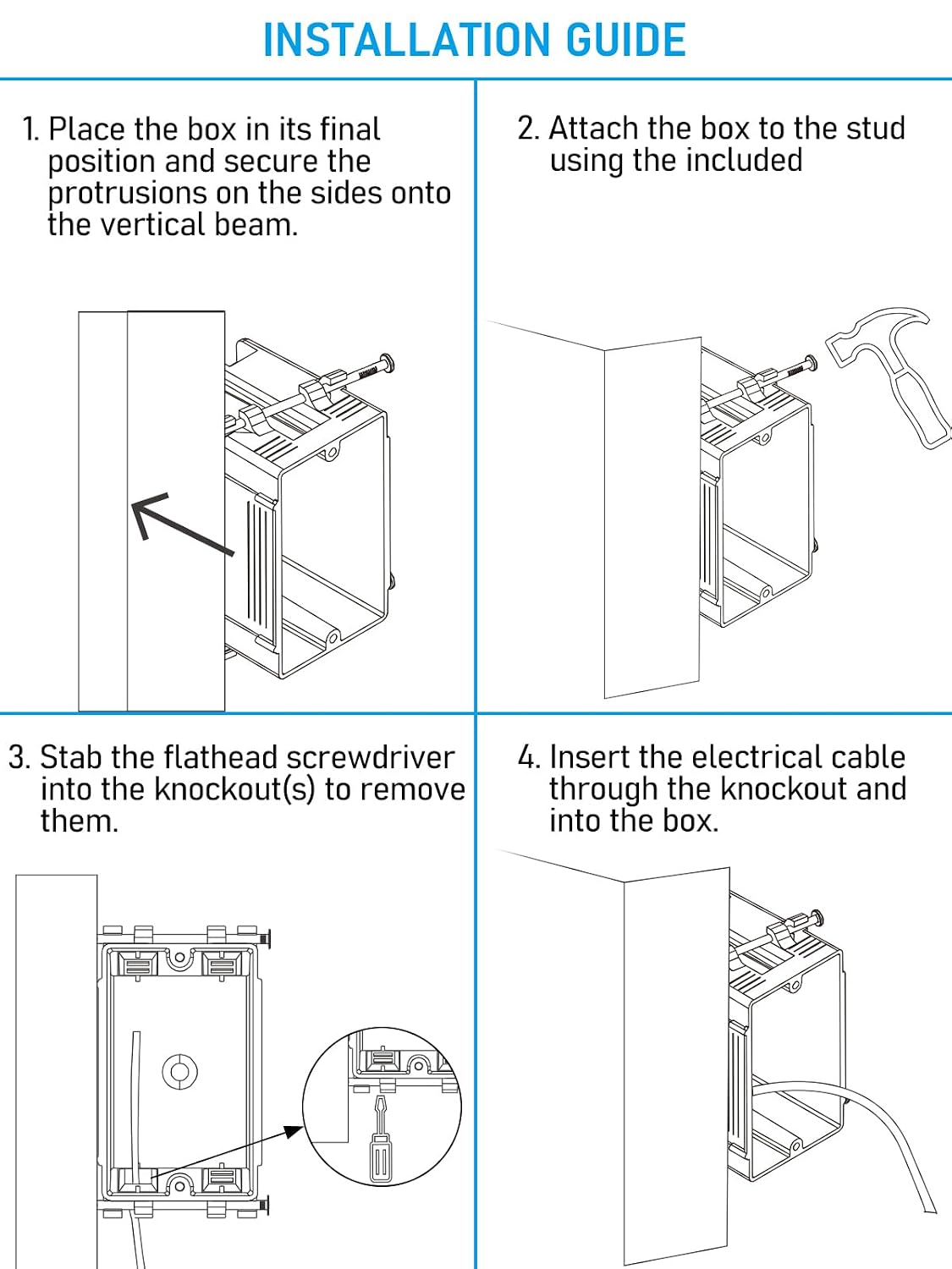 LEONLITE 12-Pack 22.5 Cubic Inch Single Gang New Work Electrical Outlet Box | Ultra-deep Device Box, One Gang Electrical Junction Box for Switch, GFCI, Step Light, ETL Listed, Gray, PVC