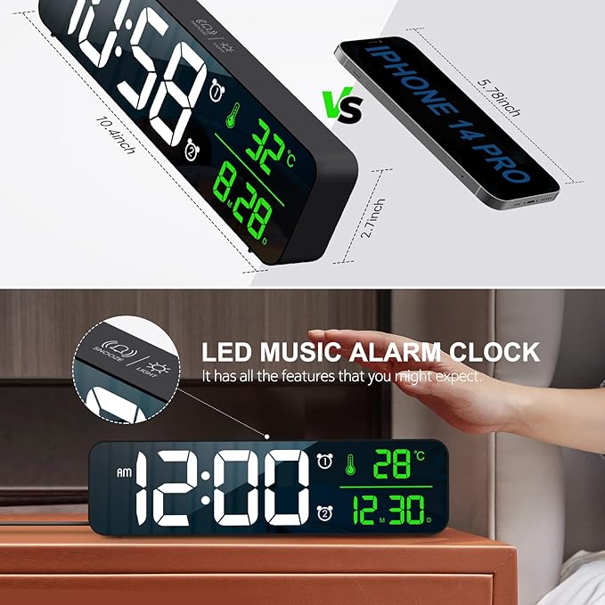 Hournor Digital Clock for Bedroom, Digital Wall Clock for Living Room Decor - Image 9