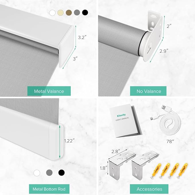 Kilonity Motorized Roller Shades, Light Filtering Remote Control Custom Window - Image 6