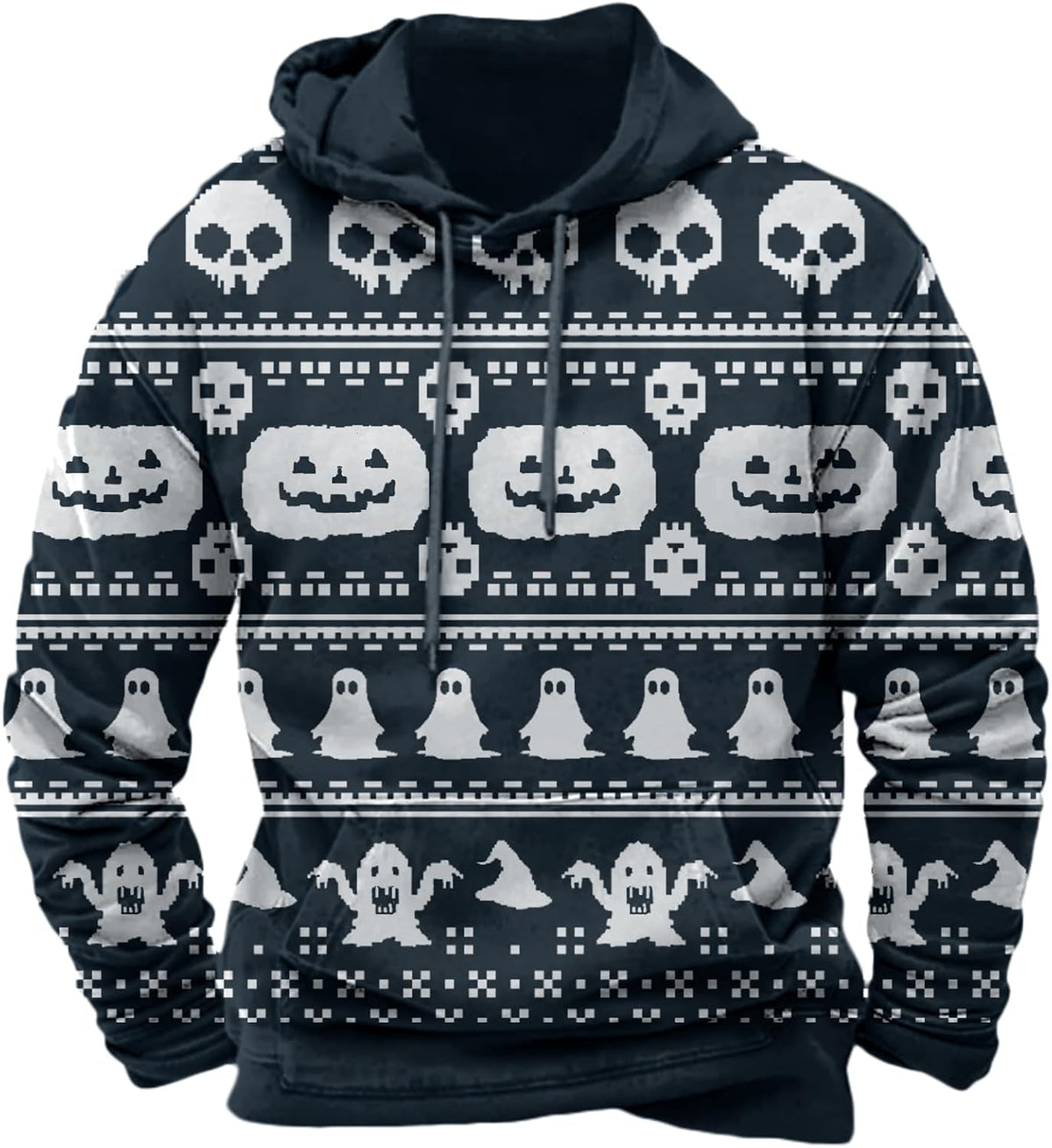 Halloween Hoodie Men Graphic Pumpkin Ghost Printed Sweatshirt Casual Trendy