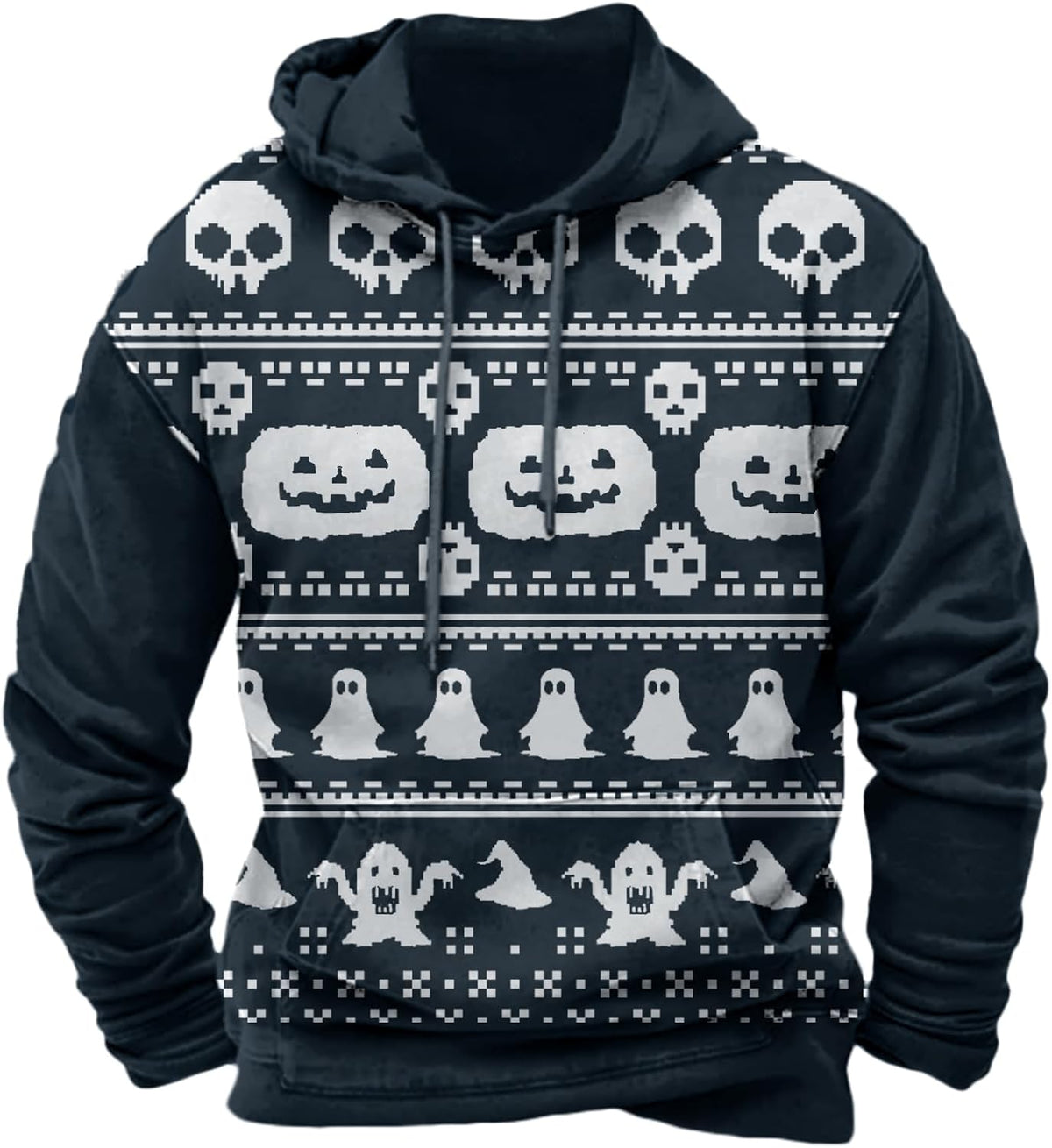 Halloween Hoodie Men Graphic Pumpkin Ghost Printed Sweatshirt Casual Trendy