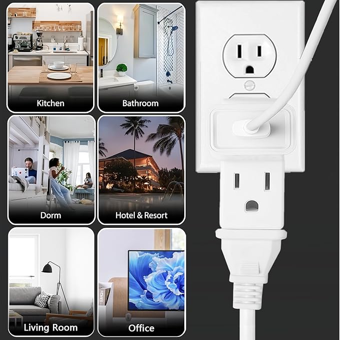 Multi Plug Outlet Extender, AC Flat Plug Adapter Outlet, Mini Indoor Wall Tap - Image 7