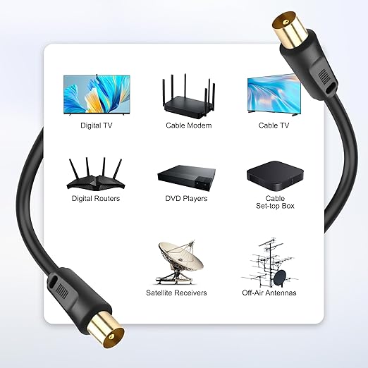 XMSJSIY RG6 Coaxial TV Cable 9.5mm TV Male to Male Adapter Cord w/ 9.5mm TV - Image 7