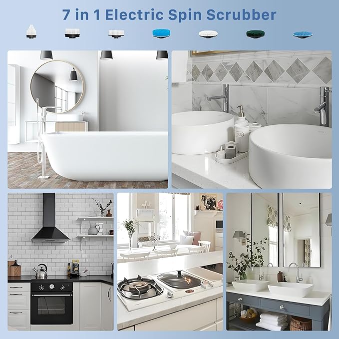 Electric Spin Scrubber, Hillyfe Bathroom Scrubber Electric - Image 8