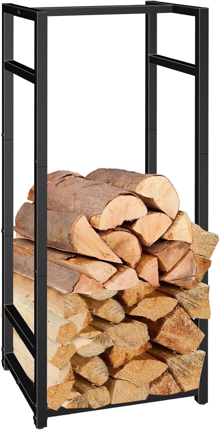 lilybud--lily firewood rack indoor outdoor, 45” tall firewood, main product view