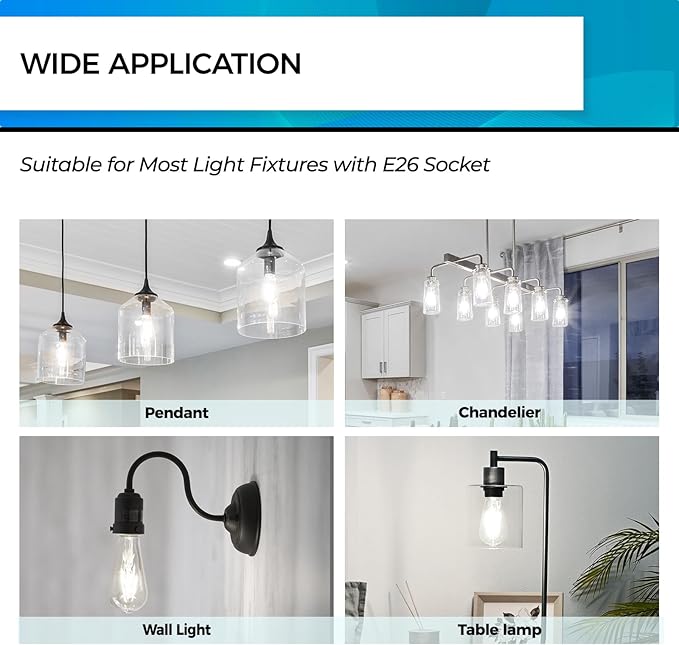 Hizashi LED Edison Bulbs, Equivalent 60W, Dimmable E26 LED Bulb, Daylight 5000K - Image 6