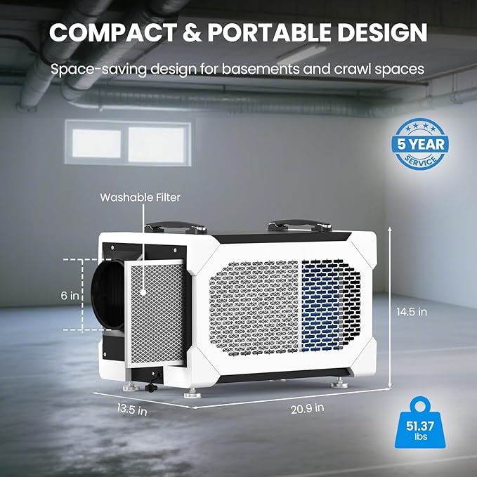 CADPXS Crawlspace Dehumidifier, 145 Pints Commercial-Grade Dehumidifier - Image 9