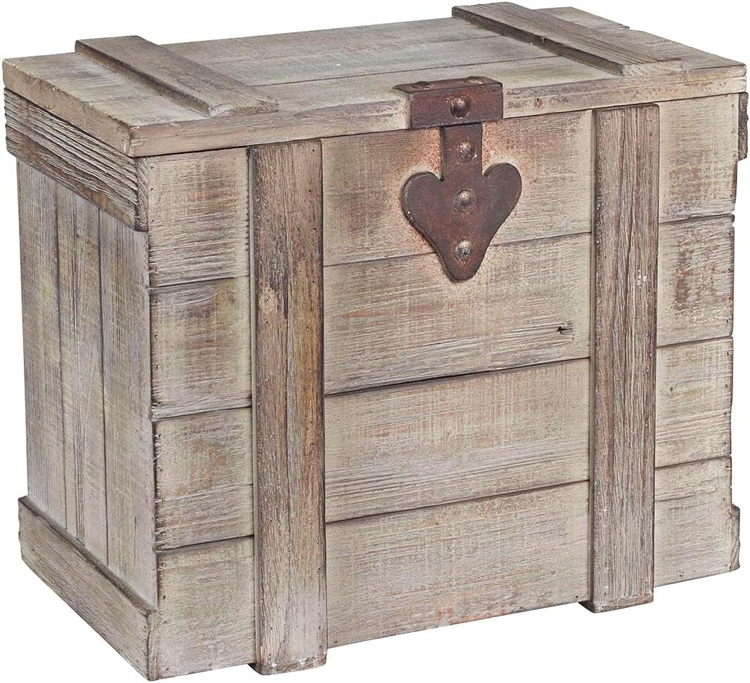 household essentials small antiqued decorative trunk, gray finish, main product view