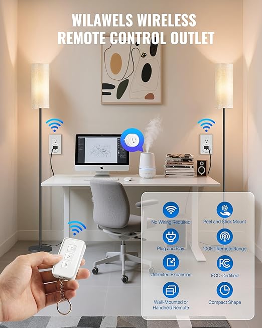 Remote Control Outlet, WILAWELS Wireless Light Switch - Image 9