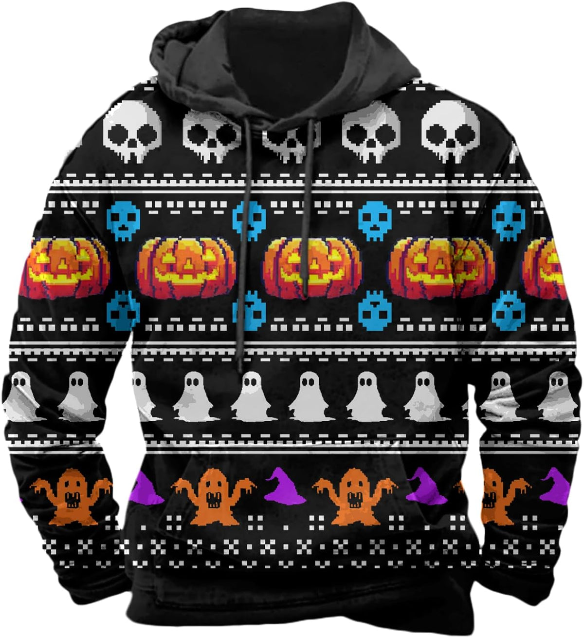 Halloween Hoodie Men Graphic Pumpkin Ghost Printed Sweatshirt Casual Trendy