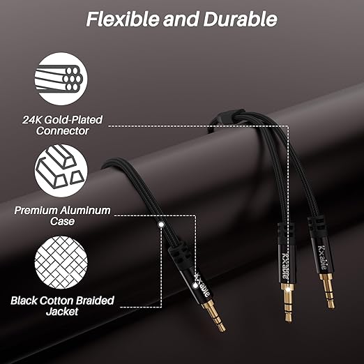 Kxable 1/8 Inch TRS Stereo Y Splitter Cable 4FT, 3.5mm Male to 2-Male - Image 7
