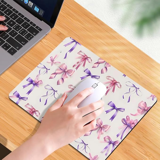 Coquette Girlie Pastel Bows Square Mouse pad, Waterproof, Anti Slip Rubber Base - Image 7