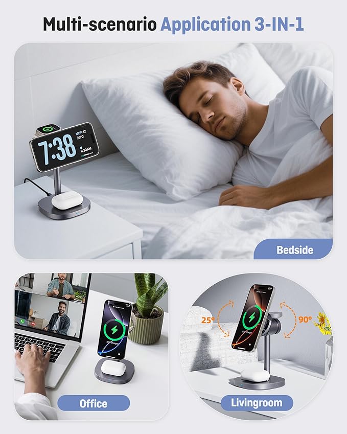 Augnner 3 in 1 Wireless Charging Station, Qi2.2 25W Certified Fast Magnetic - Image 8